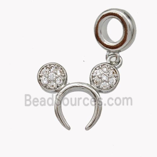 Barrette Charms Copper Pendant Pave Zirconia Platinum Plated