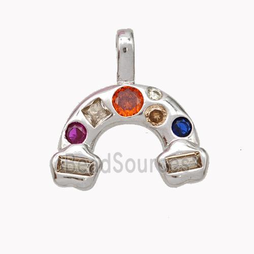 Copper Rainbow Pendant Micropave Zirconia Platinum Plated