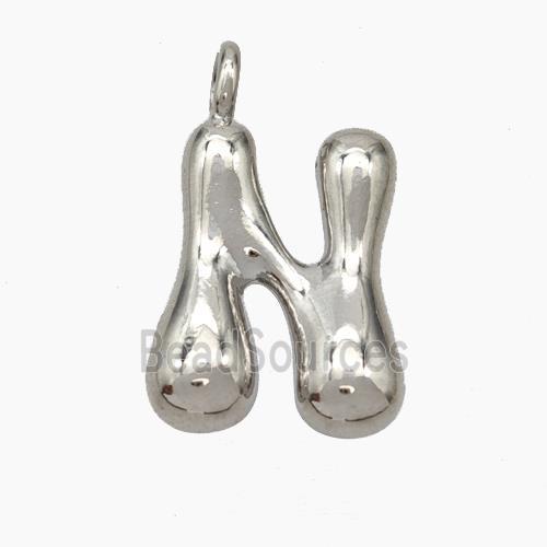 Copper Letter-N Pendant Platinum Plated