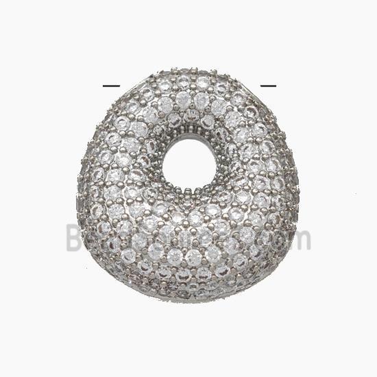 Copper Letter-O Pendant Pave Zirconia Platinum Plated