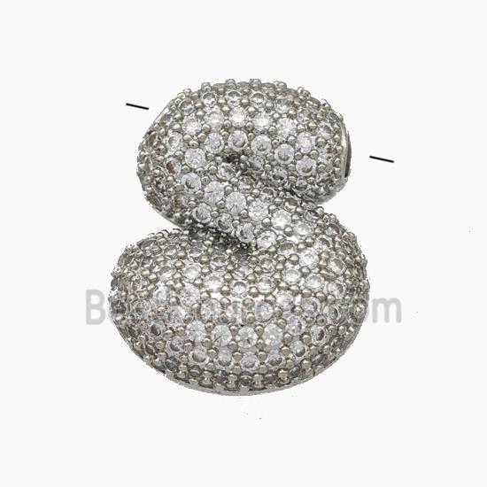 Copper Letter-S Pendant Pave Zirconia Platinum Plated