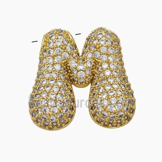 Copper Letter-M Pendant Pave Zirconia Gold Plated