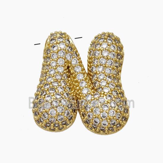 Copper Letter-N Pendant Pave Zirconia Gold Plated