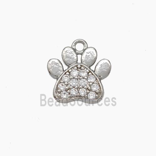 Copper Paw Charms Pendant Micropave Zirconia Platinum Plated