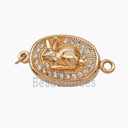 Copper Hare Connector Pave Zirconia Chinese Zodiac Rose Gold