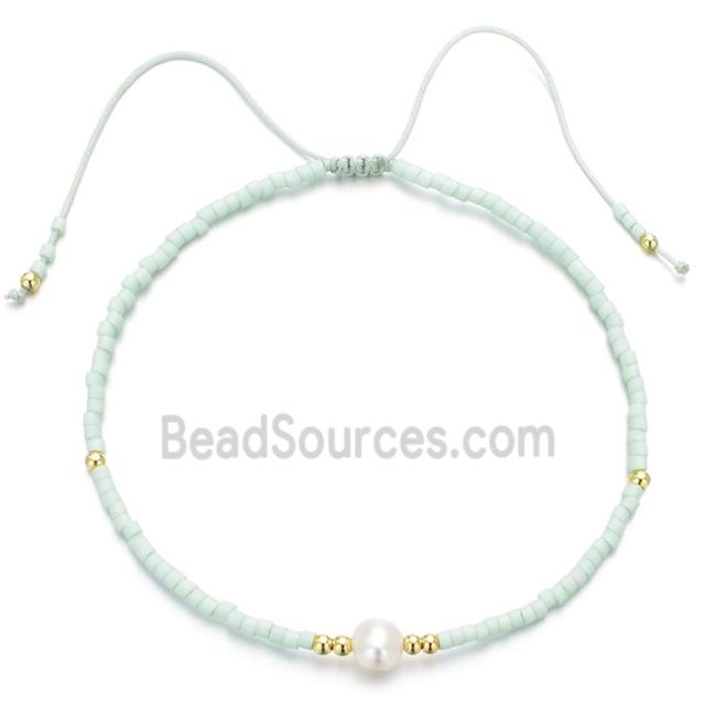 handmade miyuki glass Bracelet with Pearl, adjustable