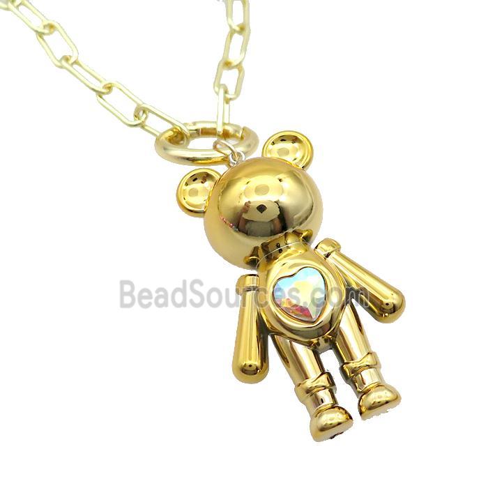 Copper Necklace With Gold Bear Gold Plated
