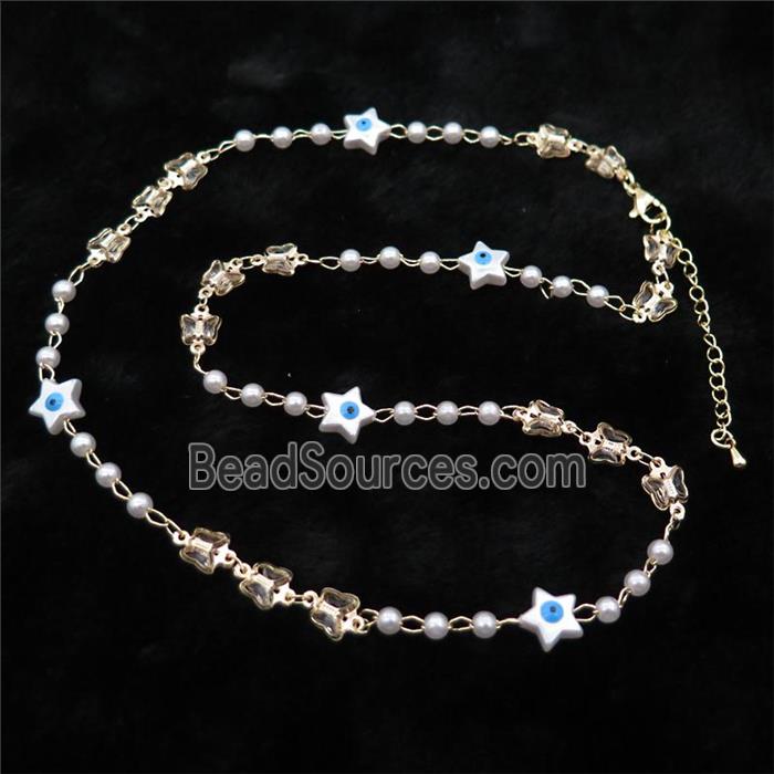 Copper Necklace Chain With Star Eye Parlized Plastic Gold Plated