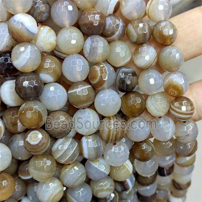 coffee stripe Agate beads, faceted round