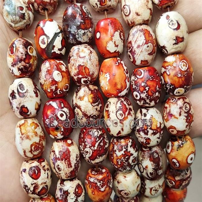 Agate Beads Barrel Woodskin Dye