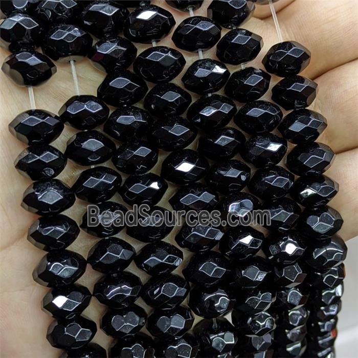 Black Onyx Agate Rondelle Beads Faceted