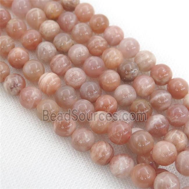 peach Sunstone Beads, round