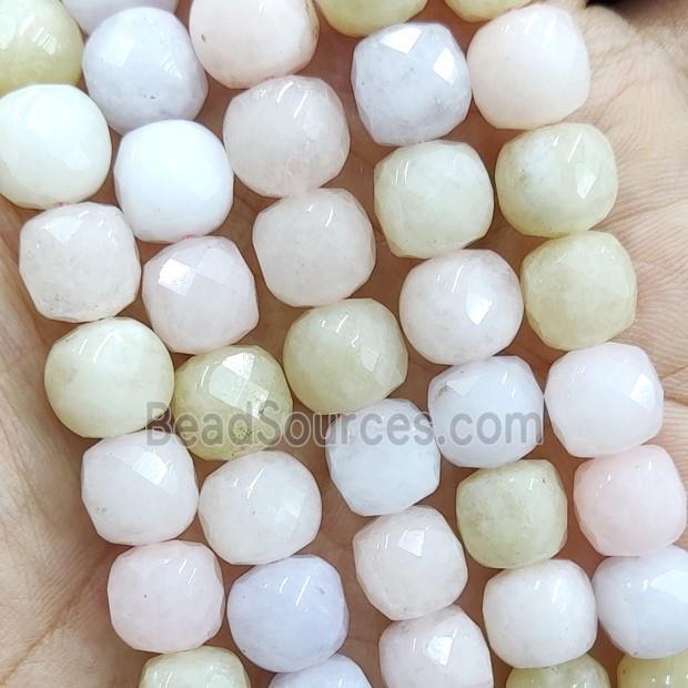 Morganite cube beads, faceted