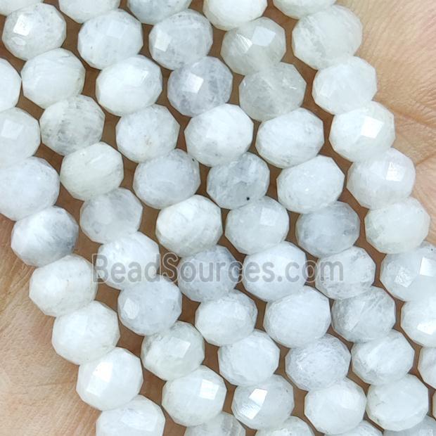 White Moonstone Beads Faceted Rondelle