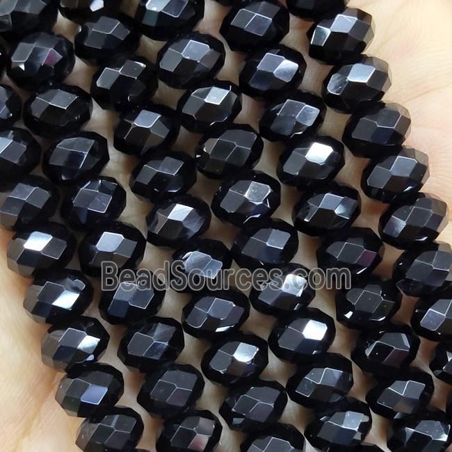 Black Onyx Agate Beads Faceted Rondelle