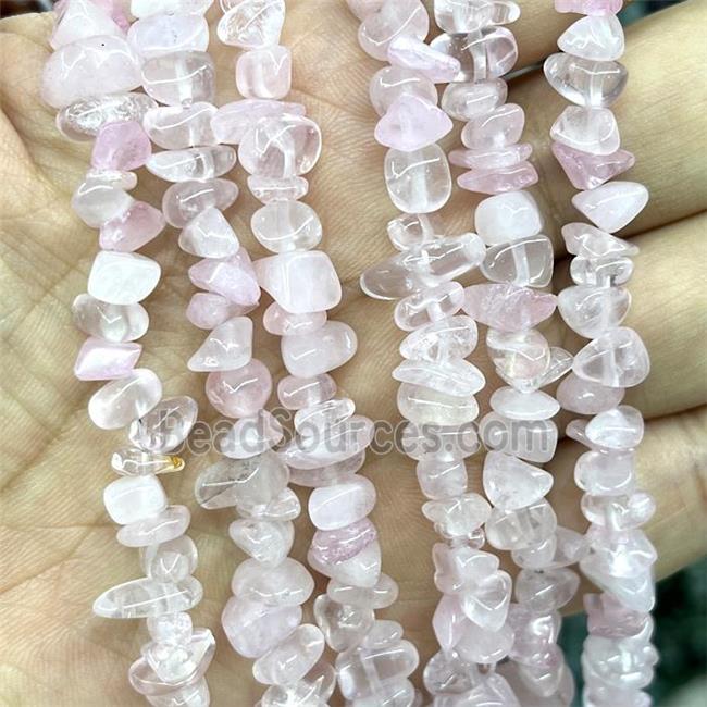 Pink Rose Quartz Chip Beads Freeform