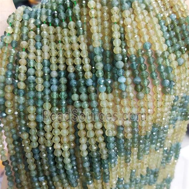 Natural Apatite Beads Yellow Blue Faceted Round Tiny