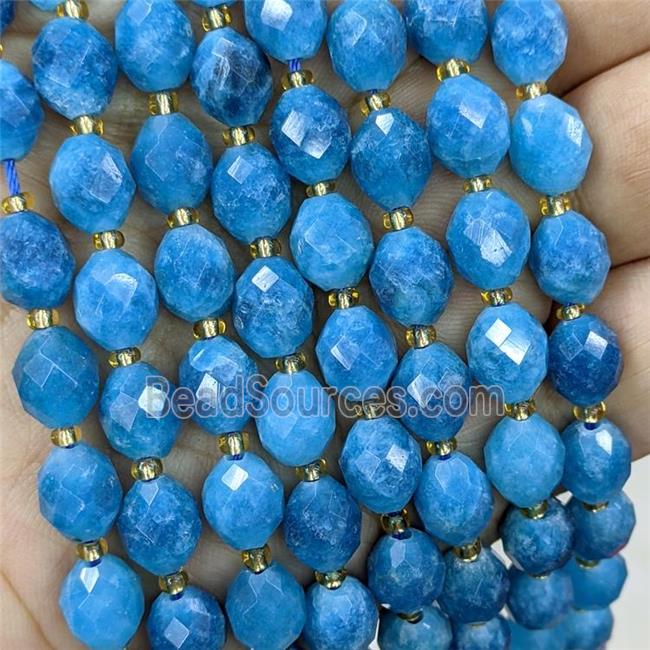 Natural Jade Beads Blue Dye Faceted Rice