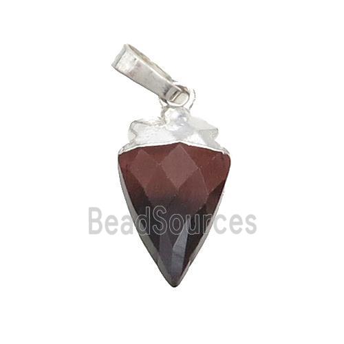Red Tiger Eye Stone Arrowhead Pendant Silver Plated