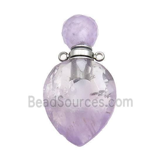 Natural Amethyst Perfume Bottle Pendant Lt.purple