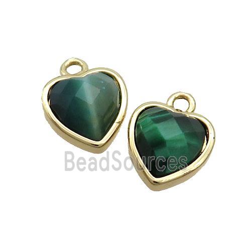 Green Tiger Eye Stone Heart Pendant Gold Plated