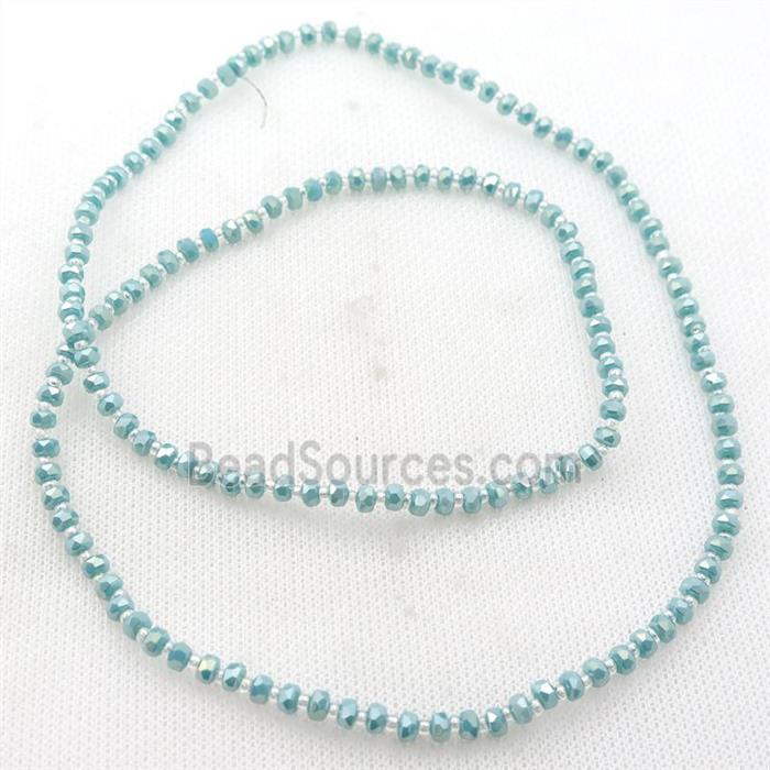 blue Jadeite Glass Beads, faceted rondelle