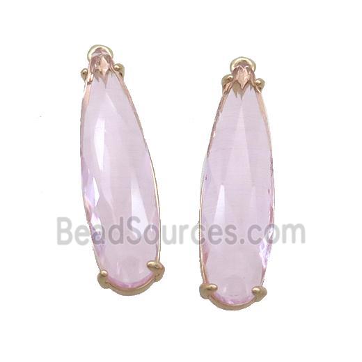 Pink Crystal Glass Teardrop Pendant