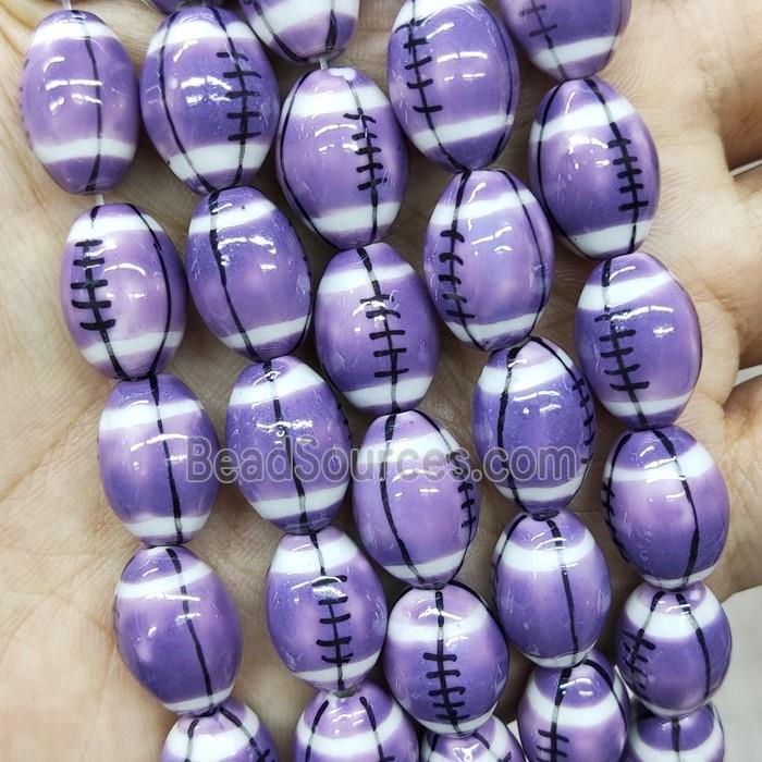Purple Porcelain Rugby Beads American Football Sport Rice
