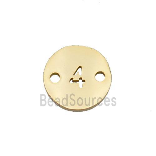 Stainless Steel Circle Number4 Connector Gold Plated