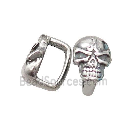 Stainless Steel Skull Beads Large Hole Antique Silver