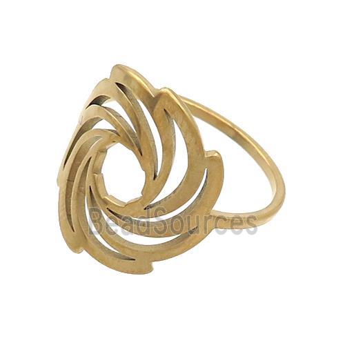 Stainless Steel Rings Hot Wheels Swirl Gold Plated