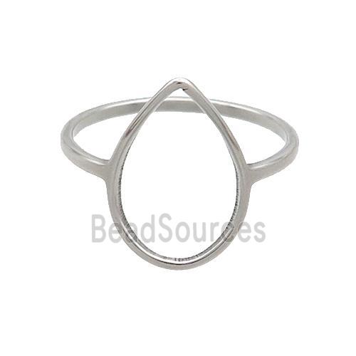 Raw Stainless Steel Rings Teardrop