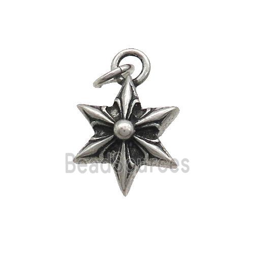 Stainless Steel Star Pendant Antique Silver