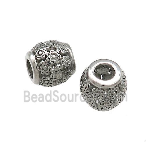 Raw Titanium Steel Barrel Beads Large Hole Hollow