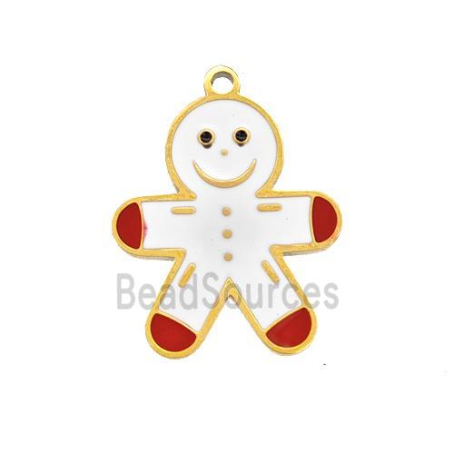 Christmas Snowman Charms 304 Stainless Steel Pendant Enamel Gold Plated