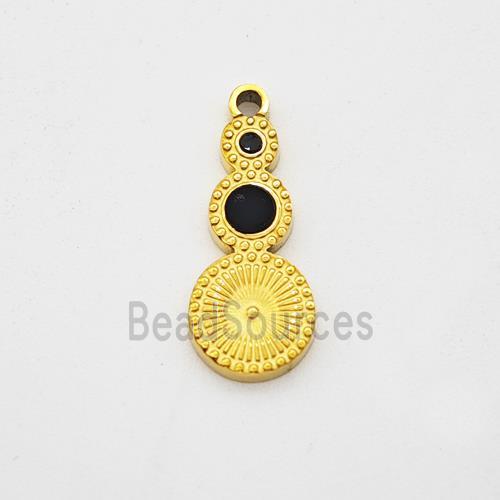 Stainless Steel Clock Pendant Pave Acrylic Gold Plated