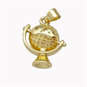 Globe Charm Copper Pendant Gold Plated, approx 16mm