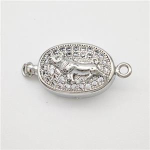 Copper Tiger Connector Pave Zirconia Chinese Zodiac Platinum Plated, approx 10-14mm