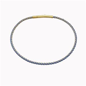 Blue Nylon Cord Bracelet With Stainless Steel Clasp, approx 2mm thickness