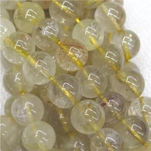 Gold Rutilated Quartz Beads, round, approx 6mm dia