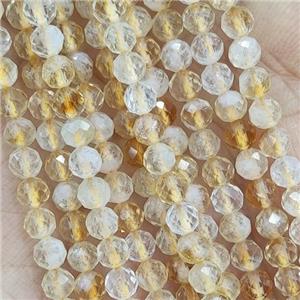 Tiny Citrine Beads Yellow Faceted Round, approx 4mm