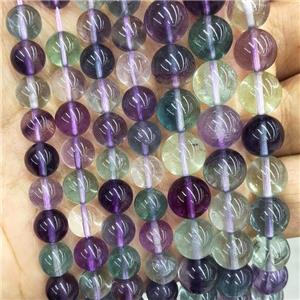 Natural Fluorite Beads Multicolor Smooth Round, approx 8mm dia