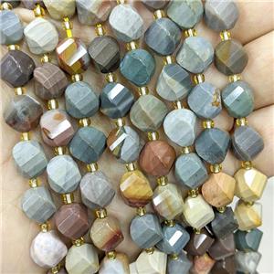 Natural Ocean Jasper Twist Beads S-Shape Faceted Multicolor, approx 7-8mm