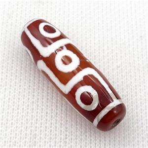 Dzi Agate barrel beads, 9 eye, approx 16-40mm