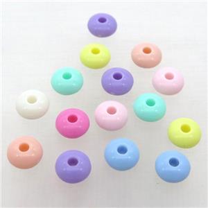 plastic rondelle beads, mixed color, approx 8mm dia