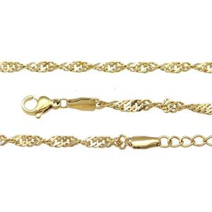 Stainless Steel Necklace Chain Gold Plated, approx 3mm, 44-49cm length