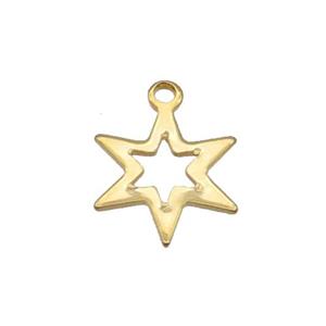 Stainless Steel Star Pendant Gold Plated, approx 11-13mm