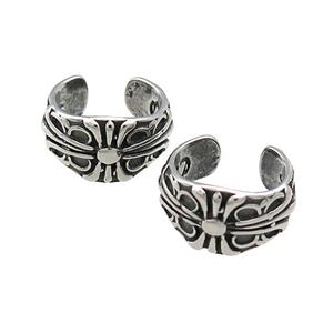 Stainless Steel Clip Earrings Antique Silver, approx 13-15mm