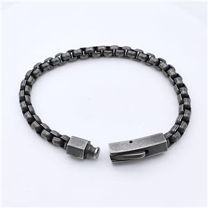 304 Stainless Steel Bracelet Antique Black, approx 8-30mm, 6mm, 21cm length