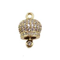 copper bell pendant pave zircon, gold plated, approx 8mm